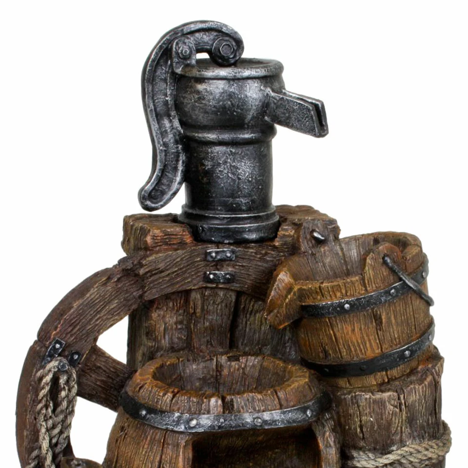 Design Außen Spring Stand Brunnen Balkon Holz Stein Design Eimer Kaskade Garten - Bild 4 von 4