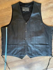 Dream Apparel Black Leather Gun Pocket VEST Size 52 (NWOT)