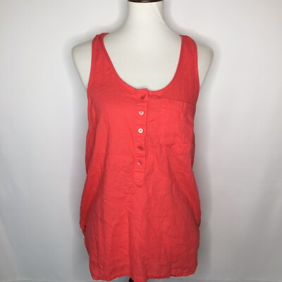 Kenar Womens Size Small Pink Tank Scoop Neck Half Button Up Shirt K40