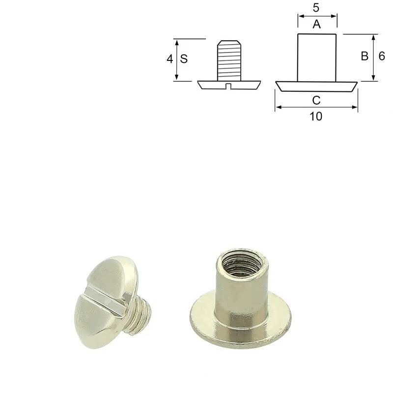 KURZWAREN DIREKT 10 Stück silber 6mm Buchschrauben Chicagoschrauben Kopfschrauben