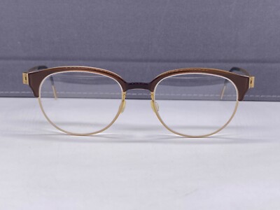 Lindberg Eyeglasses Frames Woman Round Brown Gold Panto Titan 9803 46