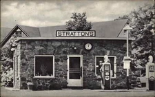 Binghamton NY Stratton's Service Gas Station Roadside Postcard