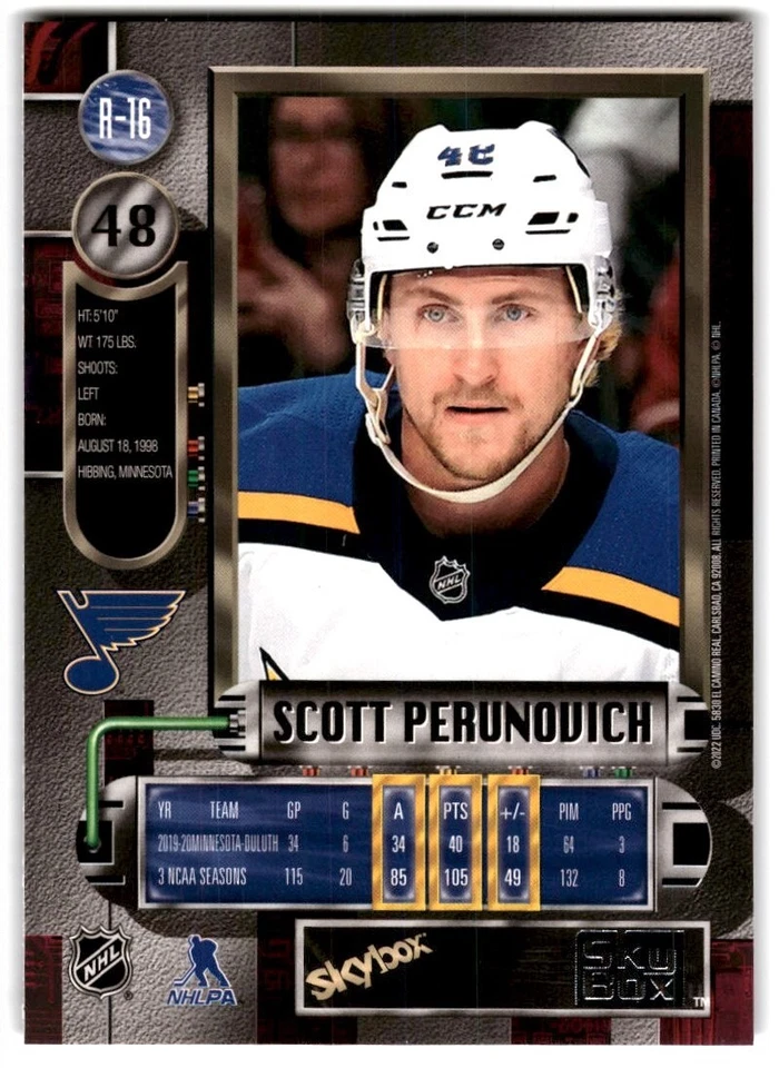 2021-22 Skybox Metal Universe '97-98 Retro Scott Perunovich Rookie #R-16 St. - Image 2 of 2