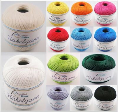 50g Rellana Häkelgarn Crochet Filethäkelgarn Baumwolle zum Häkeln GP 37,80 /1kg