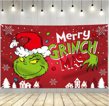 Merry Christmas Grinch Backdrop Banner 5x3 FT Xmas Decoration Merry Grinchmas