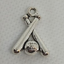 Silver Baseball Softball Bats And Ball Charm