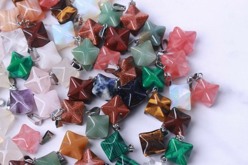 WHOLESALE 100Pcs Mixed Colourful Crystal Stone Merkaba Crystal Pendant Reiki - Picture 5 of 7