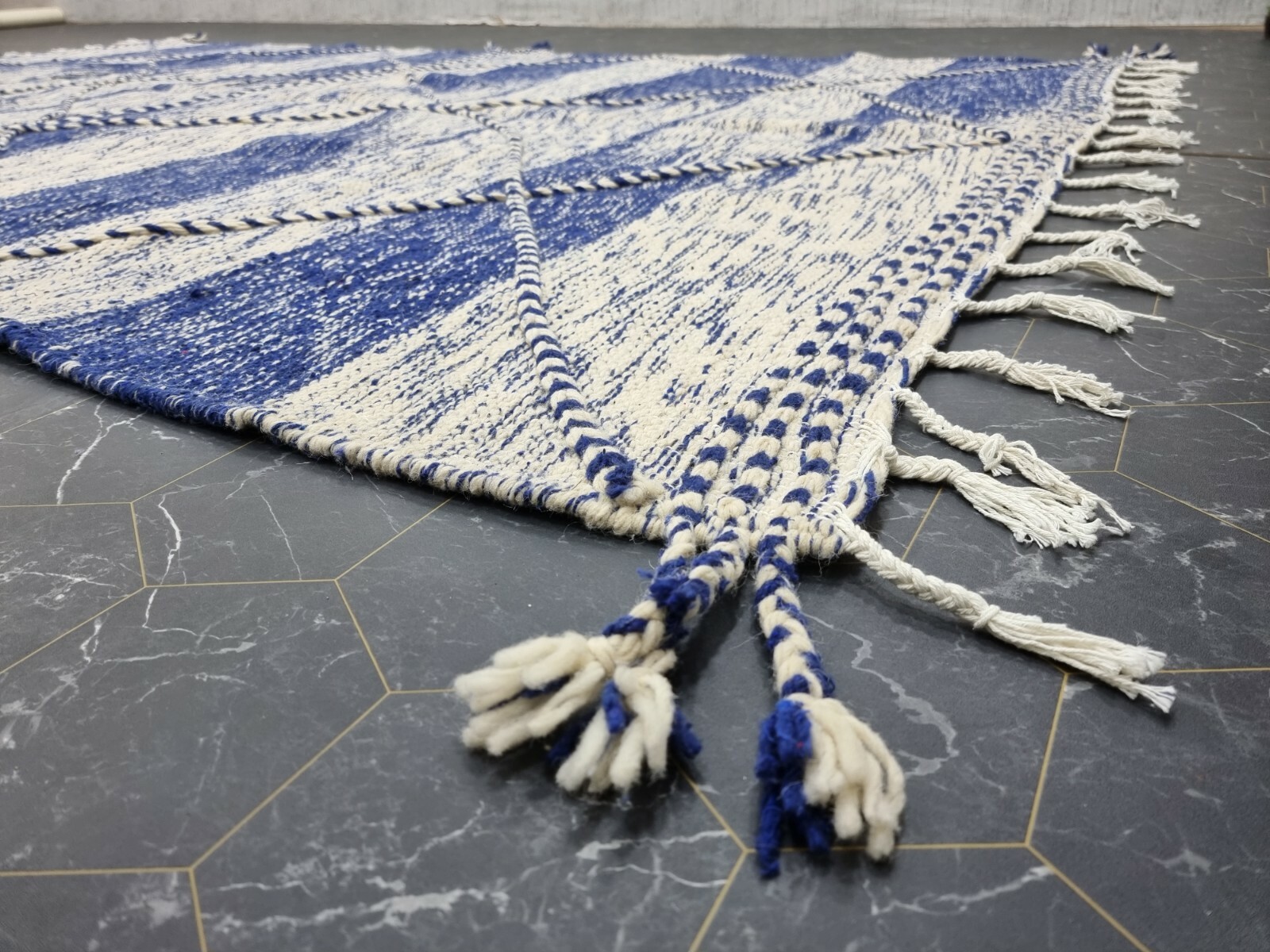 Moroccan Handmade Kilim Zanafi Rug 6'2"x10'3" Berber Geometric Dark