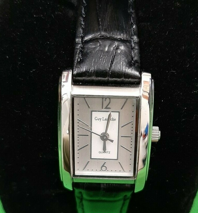 Guy laroche ladies black dial silver tone dress watch NEW BATTERY Womens Guy LaRoche Wristwatch Silver Tone With Black Genuine  main image 2