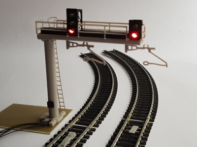 Model Railway Track Topside Signal Gantry with Catenaries