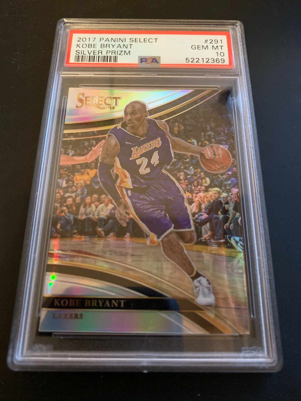 KOBE BRYANT 2017-18 PANINI SELECT #291 COURTSIDE SILVER PRIZM PSA 10 GEM MINT