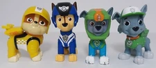 Nick Jr Paw Patrol Race & Go 2" 4 Figures Lot Rubble Chase & 2 Rocky