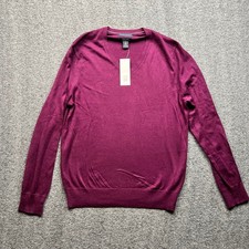 Banana Republic Sweater Mens Medium Purple Silk Cotton Cashmere Blend V-Neck NWT