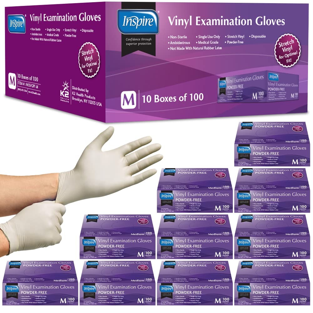 Stretch Vinyl Exam Gloves Latex Free Disposable Medical Quality Original