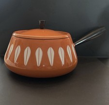Catherineholme Norwegen, Orange Lotus Emaille Fonduetopf mit Deckel ��