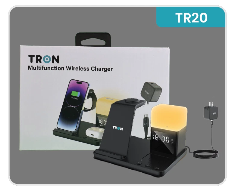 TRON 3-in-1 Fast Wireless Charger with 25W LED Power Adapter &Cable - Image 4 of 4