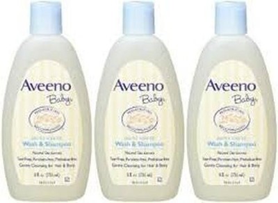 3 PACK  -  Aveeno Baby Lightly Scented Natural Oat Extract Wash & Shampoo 8 oz