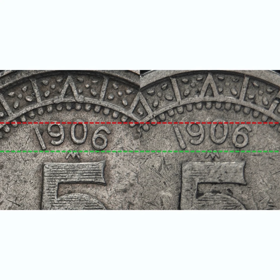 MEXICO. 1906, 5 Centavos - Lot of 2 Varieties, Small Date with Low 6 DDR - Image 2 of 4