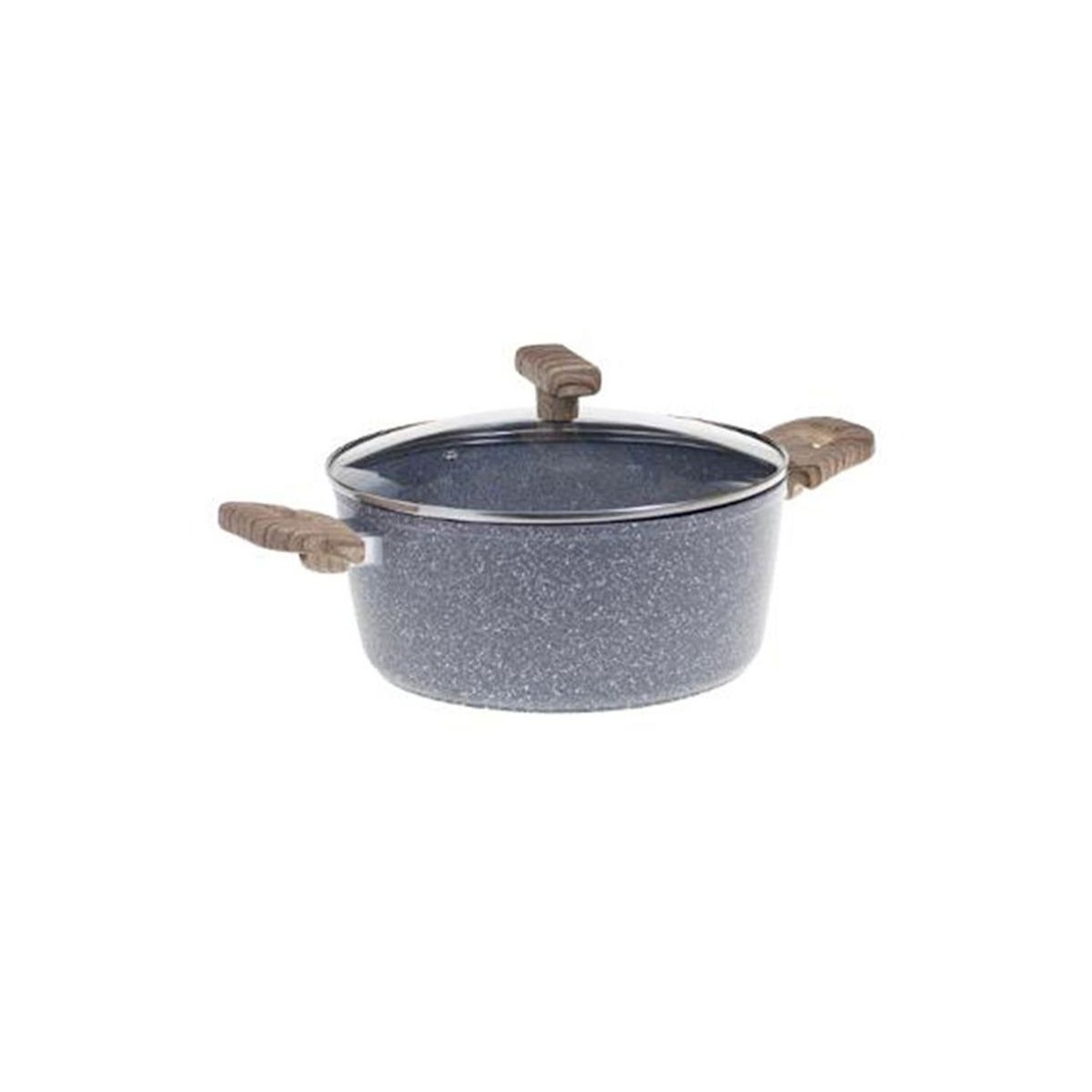 Faitout en aluminium 24cm gris avec couvercle en verre gamme Nature