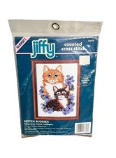 Jiffy Counted Cross Stitch Kit "Kitten Buddies" Cats 5"x7" Made In USA Vintage