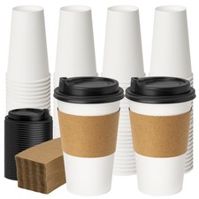 Coffee Cups with Lids 16 oz 50 Pack Upgraded, Disposable Paper Cups with Lids...