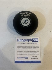 TAMPA BAY LIGHTNING- DYLAN DUKE SIGNED AUTOGRAPH LOGO HOCKEY PUCK ACOA NHL
