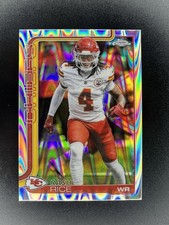 2025 Topps Chrome NFL Football Rashee Rice #147 RayWave Refractor