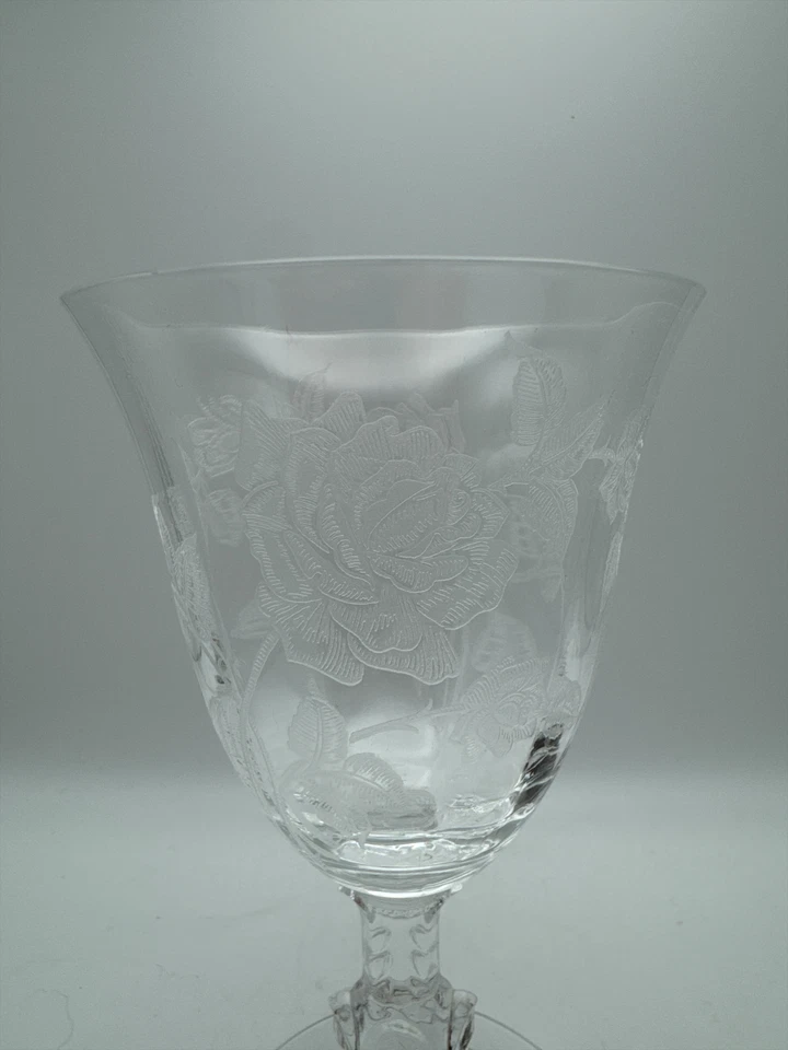 Heisey Rose Set of 7 Water Goblets Stems 6 3/4" Etched EUC - Image 2 of 3