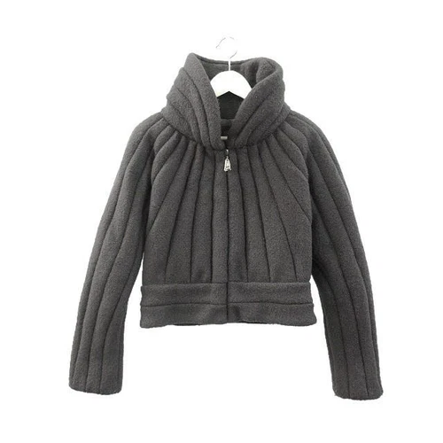 LOUIS VUITTON（LV） Giacca tweed Louis Vuitton zip 36 lana grigio capospalla trapuntata donna autentica