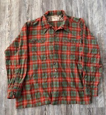 Vintage 50s 60s Rockabilly Loop Collar Patterned Flannel Shirt Size L/XL
