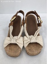 Aerosoles Miki Wedge Sandals Beige Solid Heel Women's Size 7.5