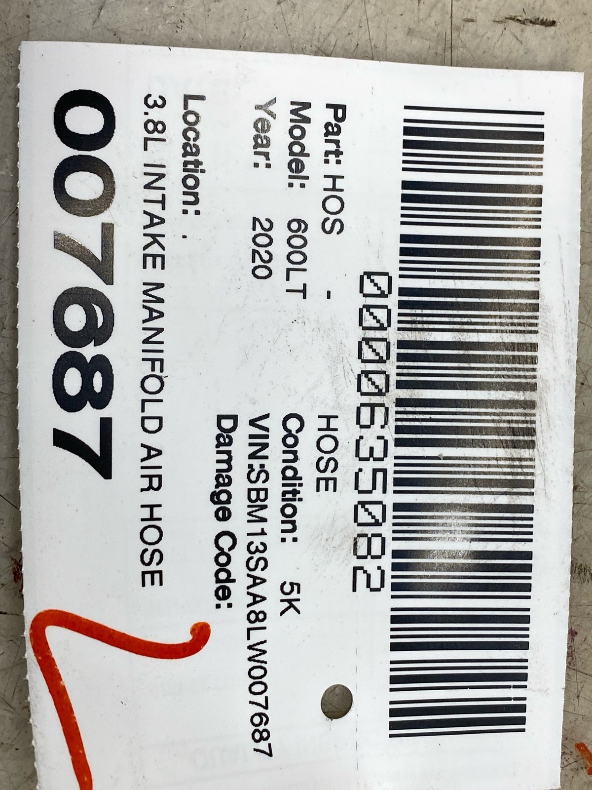 2019-2021 MCLAREN 600LT 3.8L INTAKE MANIFOLD AIR HOSE SET 3PCS 01283373 01227774