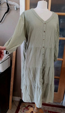 Ella Simone Dress Tiered Shift Boho Peasant Festival Plus Khaki Woven Lagenlook