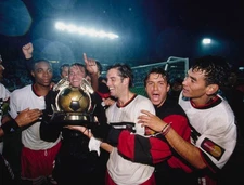 Eddie Pope John Harkes Jeff Agoos Ra�l D�az Arce of DC United cele- Old Photo