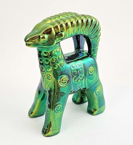 Zsolnay Green Eosin Goat Figurine