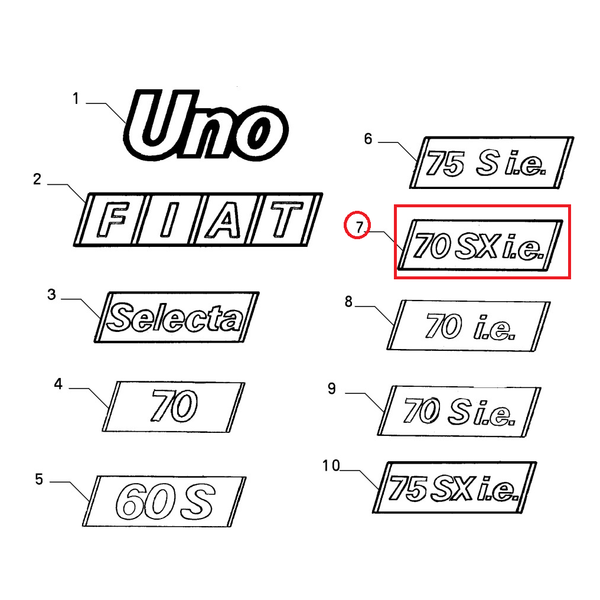 Initialen Modell'' 70 Sx Dh '' Fiat Uno Original 7704268-image