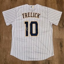 MILWAUKEE BREWERS SAL FRELICK AUTO SIGNED AUTOGRAPH 10 STITCHED JERSEY PROOF