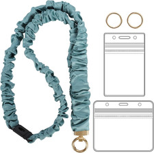 Breakaway Lanyard with ID Holder, Stretchy for Badges and Keys, Lake Green