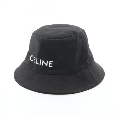 Celine Cotton Bucket Hat Men Black One Size