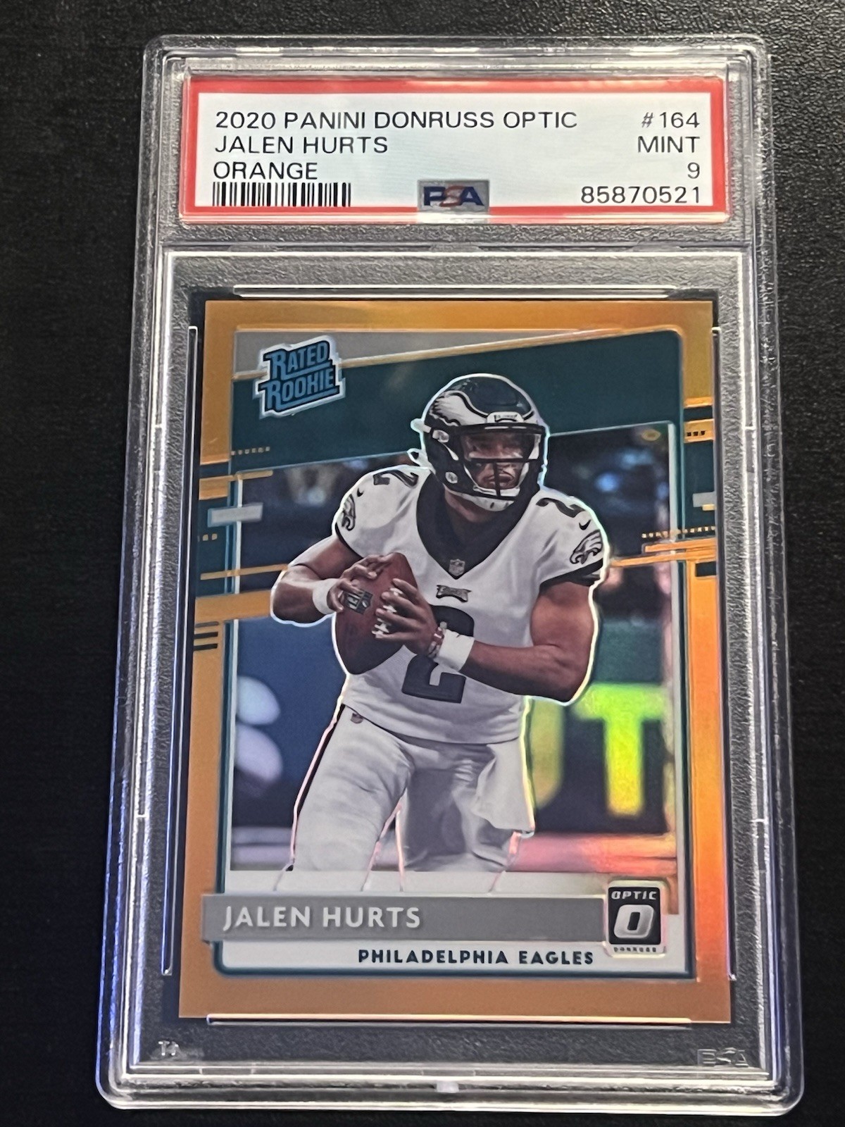 2020 Optic Jalen Hurts Rated Rookie Orange /199 PSA 9 #164 Eagles