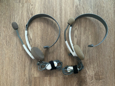 Microsoft XBOX 360 OEM White / Gray Wired Chat Headset with Mic Original (set)