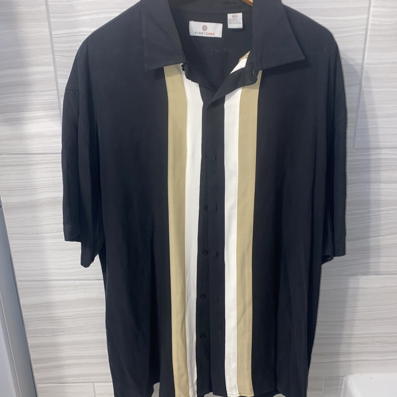 Bobby Chan Men's Silk Blend Size XXL Short Sleeve Shirt