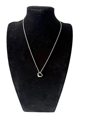 Authentic Tiffany & Co. Elsa Peretti Open Heart Necklace With Pouch & Box 16” - Image 1 of 4