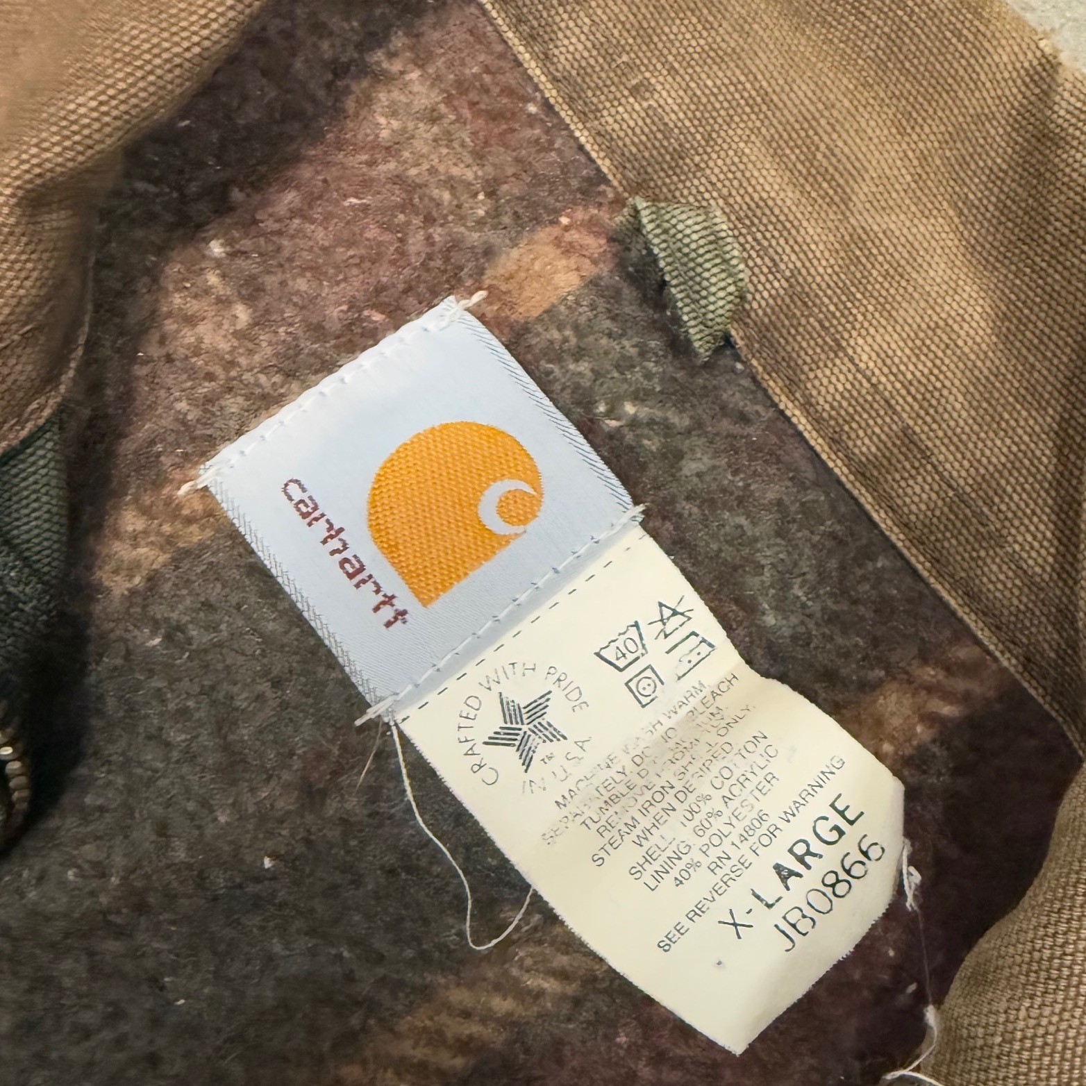 Carhartt Mens JB0866 Jacket Lined Canvas Trucker Style Size XL Graphic Print thumbnail 5