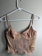 Abercrombie Fitch Womens Small Lace Bustier Corset Crop Top Nude