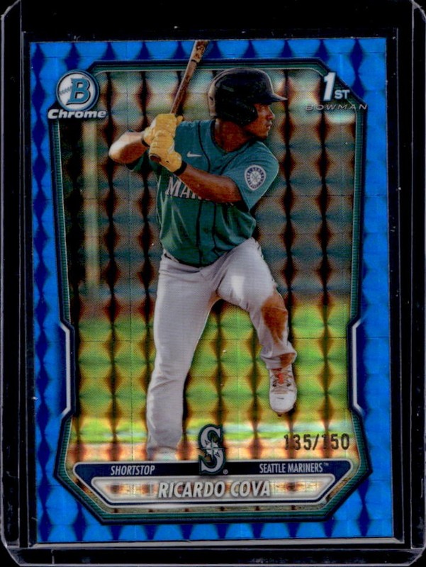 2026 Bowman Ricardo Cova Chrome Blue Geometric Refractor 1st #/150 Mariners