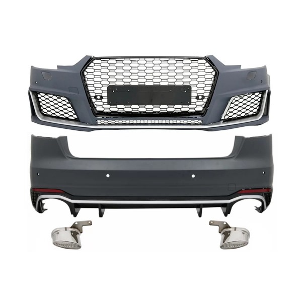 Bodykit FüR Audi A4 B9 8W 16-18 RS Look StoßStange Endrohre KüHlergrill Diffusor-image