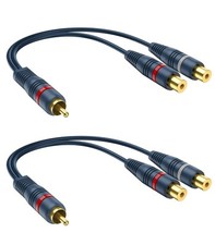 RCA Splitter 1 Male 2 Female 2 Pack, Y Cable Audio 0.65 Feet