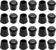 24Pc Value Set Black 5/8  round Rubber Chair Leg Tips Caps Floor Protectors Non-