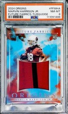 2024 Origins Future Fabrics Turquoise #FFMHA Marvin Harrison Jr Cardinals PSA 8 